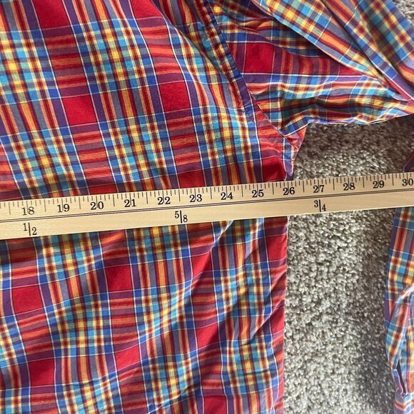 Vintage Tommy Hilfiger Shirt Adult Extra Large Red Yellow Plaid Button Up 90s - Picture 9 of 11